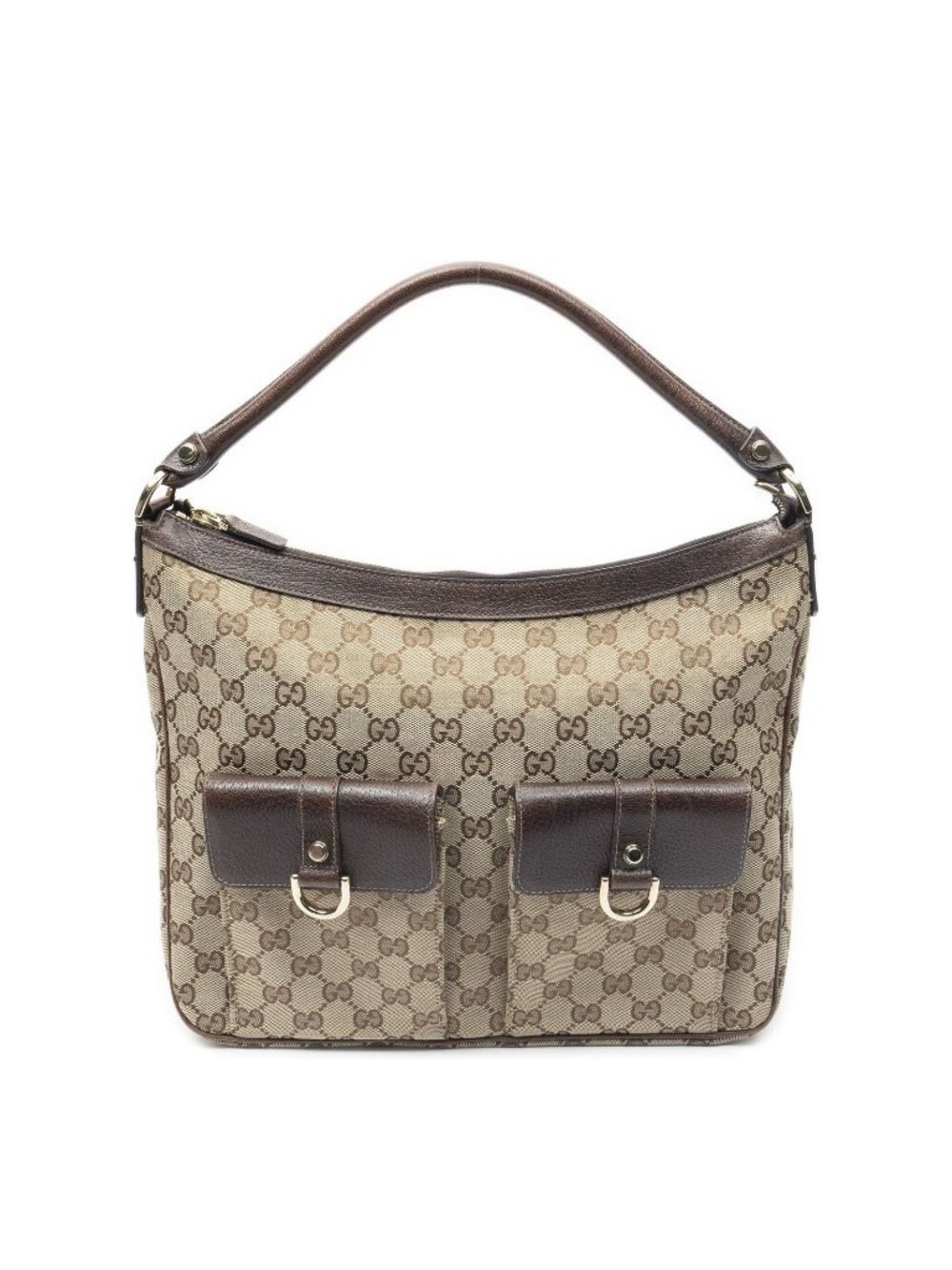 Gucci Medium Abbey Pocket Hobo Beige Brown GG Canvas